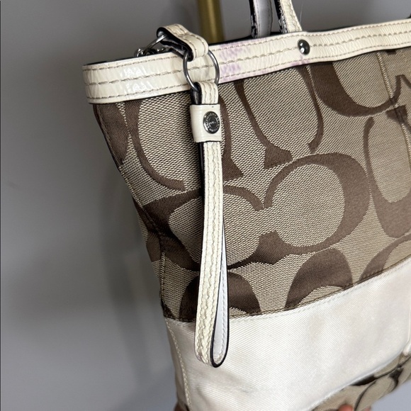 Coach Tan and White Signature Tote - Picture 10 of 14